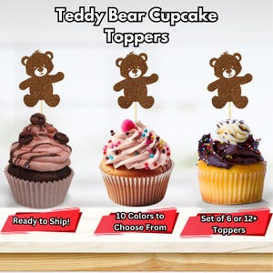 Teddy Bear Cupcake Toppers, Teddy Bear Baby Shower Decor, Teddy Bear 1st Birthday Party Decor, Teddy Bear 2nd Birthday Party