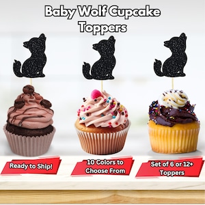 Baby Wolf Cupcake Toppers, Howling Baby Wolf, Cub Wolf Food Picks, Wolf Party Decorations, Halloween Party Decor, Vampire Baby Shower