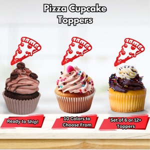 Pizza Cupcake Toppers, Italy Themed Party, Food Themed Party Decor, Pizza Party Decorations, Pizza Birthday Decor, Pizza Slice Cupcakes