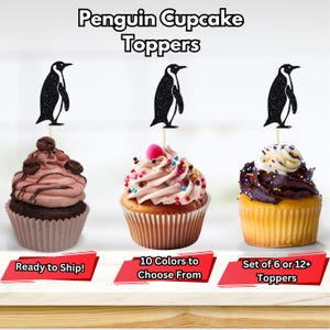 Penguin Cupcake Toppers, Penguin Food Picks, Holiday Party Decor, Christmas Party Decorations, Waddle It Be Party Decor, Arctic Party Decor