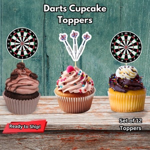 Darts Cupcake Topper, Dartboard Topper, Dart Party Decor, Darts Cake Topper, Dart Lover Topper, Dart Tournament Decor, Dart Game Topper