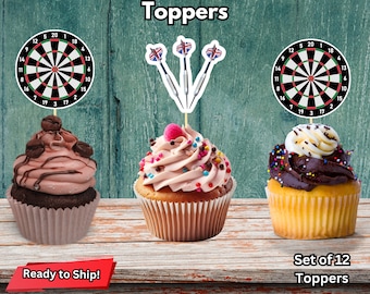 Darts Cupcake Topper, Dartboard Topper, Dart Party Decor, Darts Cake Topper, Dart Lover Topper, Dart Tournament Decor, Dart Game Topper