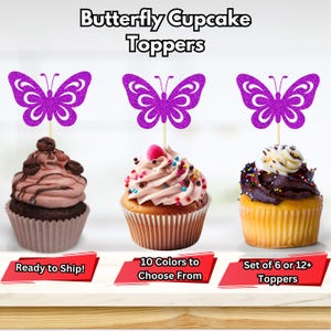 Butterfly Cupcake Toppers, Garden Shower Decor, Garden Themed Party Decor, Fairy Cupcake Toppers, Garden Birthday Toppers