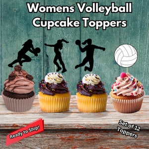 Womens Volleyball Theme Cupcake Toppers, Volleyball Birthday Toppers, Volleyball Decor, Womens volleyball birthday Party