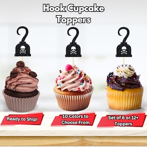 Hook Cupcake Toppers, Ahoy Pirate Baby Shower Decor, Pirate Theme Party Decorations, Pirate Food Picks, Pirate Party Supplies
