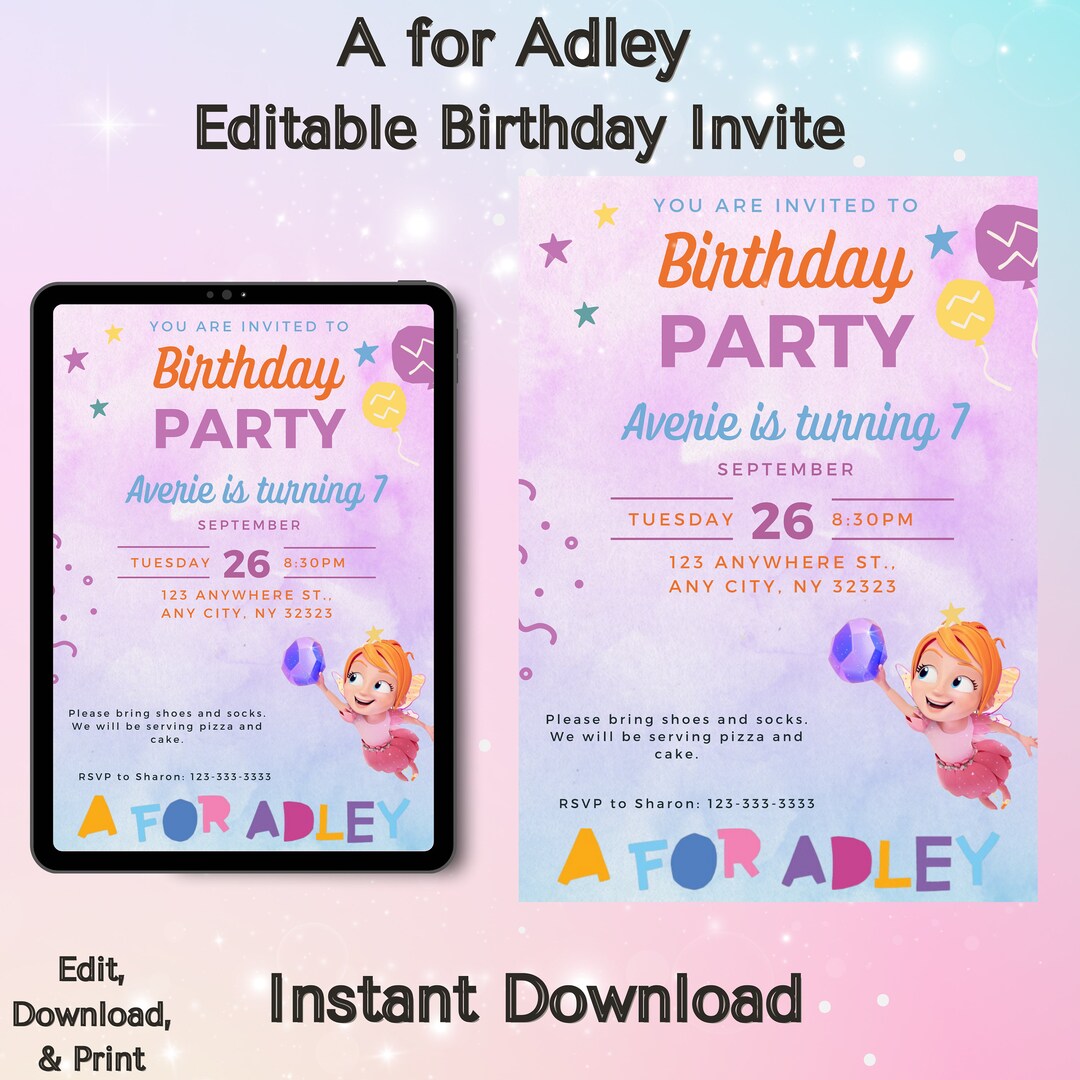 Aforadley Inspired Birthday Invitation, A for Adley Birthday Party ...