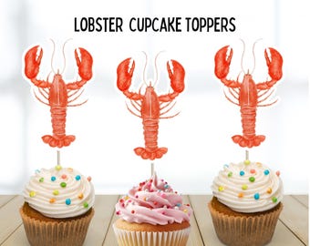 Décorations de cupcakes aux écrevisses, ébullition de fruits de mer, bachelorette nautique mer océan, décoration de fête nautique, décoration de fête, barbecue de fruits de mer, anniversaire,