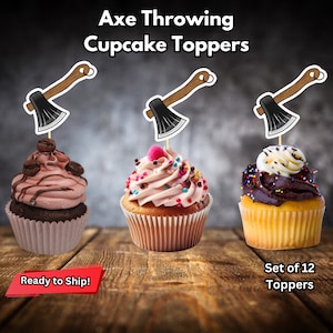 Axt werfen Cupcake Toppers, Holzfäller Axt Cupcake Dekor, rustikale Axt werfen Cupcake Toppers, Axt werfen Party Picks