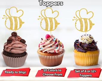 Bumble Bee Cupcake Toppers, Bumble Bee Theme Party Decor, Bumblebee Food Picks, Spring Party Decor, Dad to Be, Bee Theme Party Decor