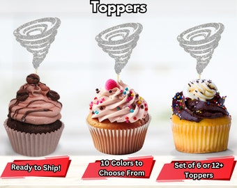 Tornado Cupcake Toppers, Fournado Cupcake Toppers, Weather Birthday Decor, Superhero Party Decor, Tornado 4th Birthday Decor