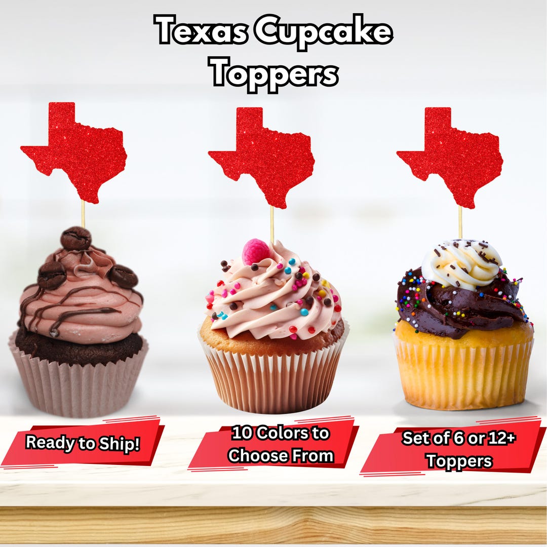 Texas Cupcake Toppers, Western Theme Birthday Party, Dallas ...