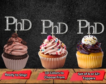 Cupcake-dekorationer för doktorander, Cupcake-dekorationer för doktorander, Dekorationer för doktorandfest, Mattips för examen, Vit rock