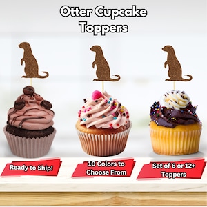 Otter Cupcake Toppers, Little Otters Baby Shower, Otter Birthday Party Decor, Forest Party Decorations, Woodland Birthday Party