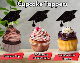 36 Topper Per Cupcake Glitterati A Tema Laurea 2022 – Decorazioni Per Torte Con Cappello E Diploma, Colore Arancione
