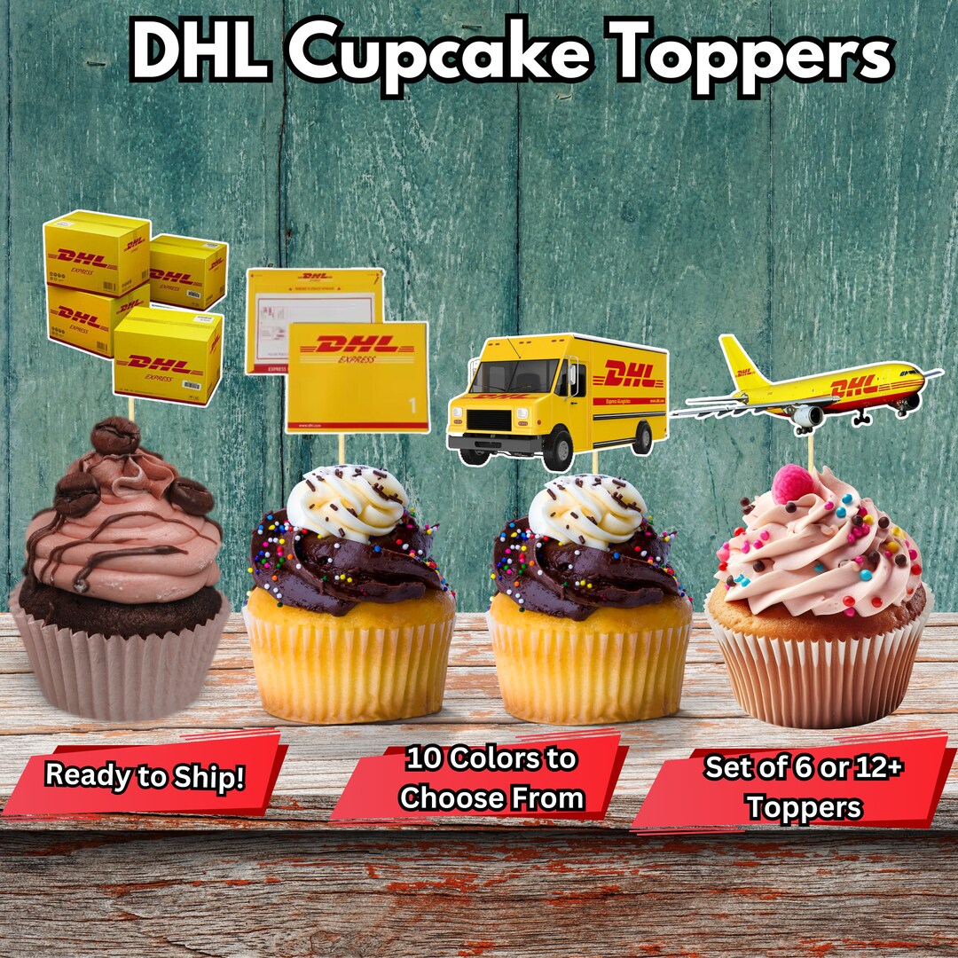 DHL Inspired Cupcake Toppers, DHL Theme Toppers, Dhl Birthday, Dhl ...