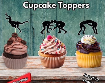 Wrestling Sport Cupcake Toppers, Wrestling Dekor, Wrestling Cupcake Toppers, Wrestling Geburtstagsparty, Wrestling Party Zubehör