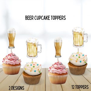 Beer Mug Cupcake Toppers, cheers theme, adult drink, beer cup, beer birthday celebration, finally legal, 21, legal adult topper, beer lover
