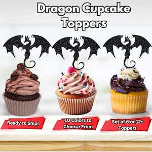 Dragon Cupcake Toppers, Fantasy Theme Cupcake Toppers, Magic and Wizardry, Mythical Creatures Decor, Medieval Fantasy, Dragon Party Decor