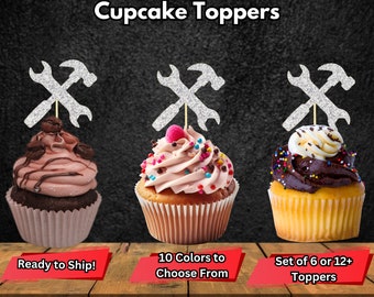 Hammer and Wrench Cupcake Toppers, Mechanic Graduation Decor, Mechanic Cupcake Topper, Mechanic Retirement, Fathers Day Cupcake Toppers