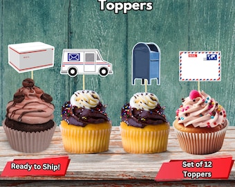 Mail Carrier Cupcake Toppers, Mailman Theme Toppers, Mailman Birthday, Mail Decor, Postal Worker Retirement Toppers, Mailman Party Decor