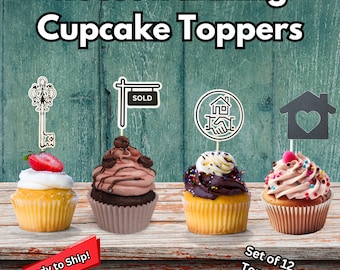 Real Estate Cupcake Toppers, Housewarming Cupcake Toppers, Housewarming Party Decor, House Cupcake Toppers, Real Estate Gift Ideas
