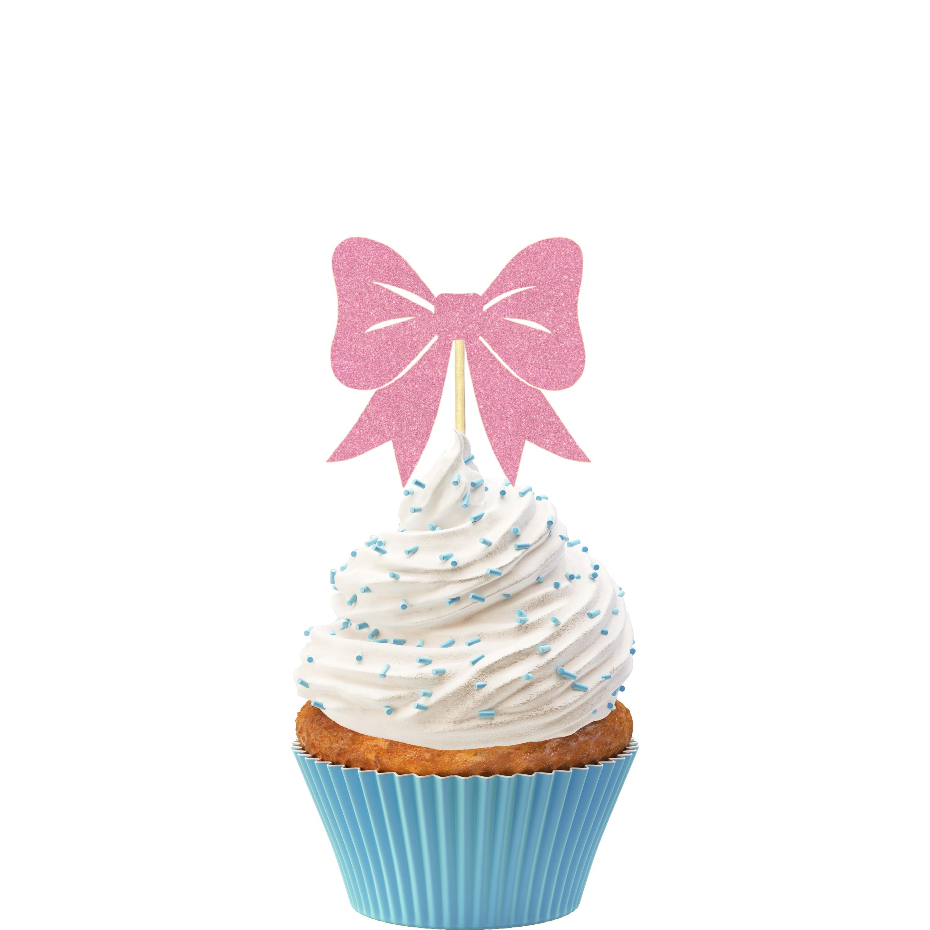 24 Glitzernde Cowboy-Stiefel & Schleifen Cupcake-Topper – Für Western-Partys, Babyparty & Rodeo-Geburtstag – Fertig Montiert