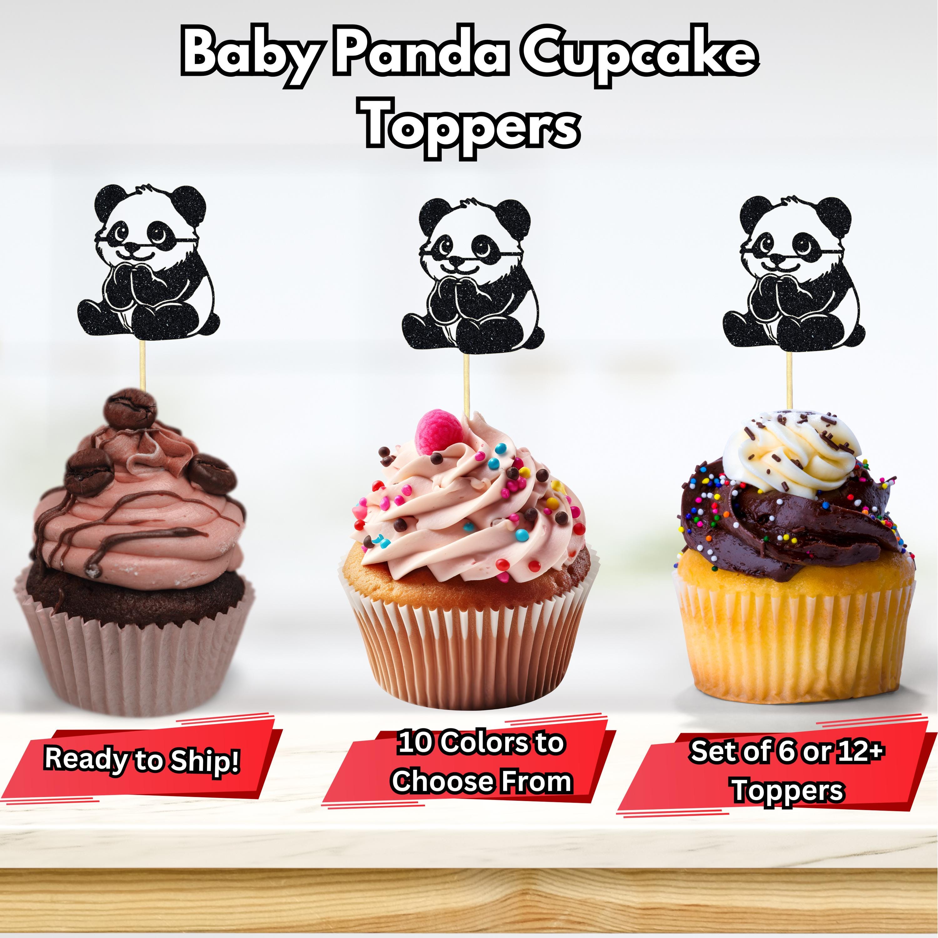 Baby Panda Cupcake Toppers, Panda Birthday Party Decor, Zoo Birthday Party Decor Zoo Baby Shower Decor, Panda Bear Party Decorations