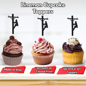 Toppers cupcake Lineman, Festa di laurea elettricista, Toppers Wireman, Festa di pensionamento dei lavoratori della linea elettrica, Decorazioni per feste di compleanno Linemen