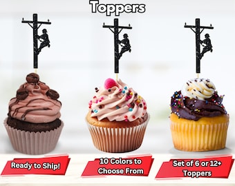 Lineman Cupcake Toppers, Electrician Graduation Party, Wireman Toppers, Power Line Worker Retirement Party, Linemen Birthday Party Decor