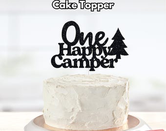 One Happy Camper Cake Topper, Camping First Birthday Topper, Happy Camper Party Decor, Woodland Camper Party Topper