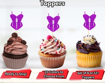 Dessous Cupcake Topper, 24 Stück, Roségolden – Für Junggesellinnenabschied, Brautdusche & Dessous-Partys