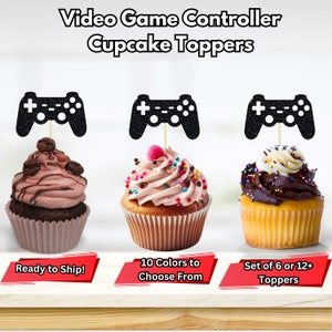 Video Game Controller Cupcake Topper, Gaming Console Controller Cupcake Toppers, Level Up Birthday Decor, Video Game Party Decorations