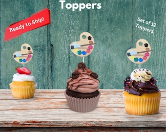 Paint Palette Cupcake Toppers, Paint Party Cupcake Toppers, Art Party Cupcake Toppers, Geburtstag Cupcake Toppers, Kinder Paint Party, 12er-Set