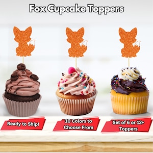 Fox Cupcake Toppers, Fox Baby Shower Toppers, Woodland Fox Toppers, Cute Fox Cupcake Decor, Fox Birthday Cupcake Picks