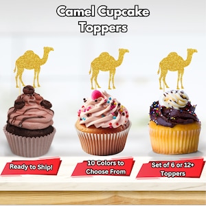 Topper cupcake cammello, decorazioni per compleanno dello zoo del circo, toppers cupcake marocchini, decorazioni di compleanno a tema deserto, decorazioni per feste allo zoo