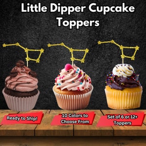 Little Dipper Cupcake Toppers, Space Theme Party Decor, Astrology Decor, Constellation Decor, Star Food Picks, Astrology Birthday