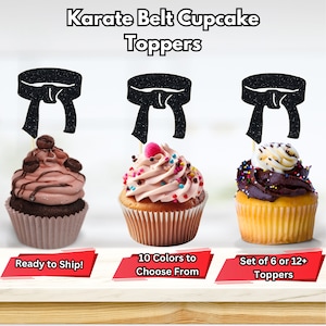 Karate Belt Cupcake Toppers, Taekwondo Party Decor, Fighting Karate Birthday Party, Karate Party Decorations, Martial Arts Food Pick