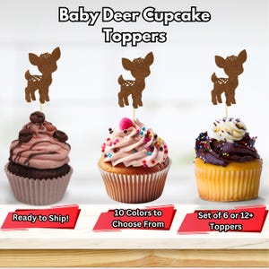 Baby Deer Cupcake Toppers, Oh Deer Baby Shower Decor Fawn Cupcake Toppers, Woodland Party Decor, Forest Cupcake Toppers