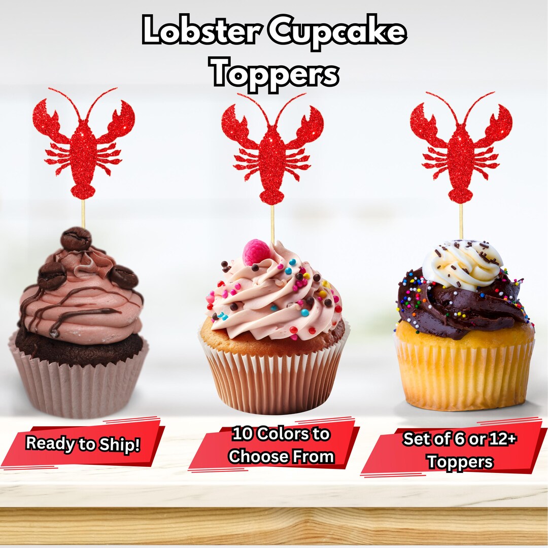 Lobster Cupcake Toppers, She Found Her Lobster Party Decor, Under the ...