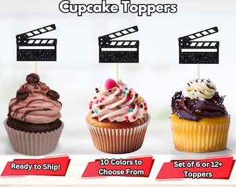 Film Movie Clapper Cupcake Toppers, Cinema Birthday, Movie Cupcake Toppers, Film School Graduation, Production Slate Cupcake Toppers