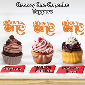 Groovy One Cupcake Toppers, Hippie Geburtstag Party, 70er Jahre Retro Party Dekor, Groovy One Geburtstag Party Dekor, Groovy One Party Dekor