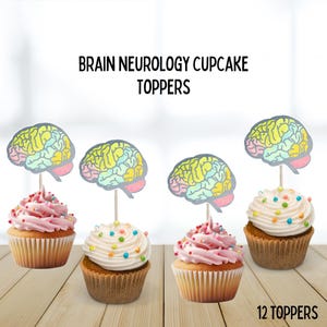 Brain Neurology Cupcake Toppers, brain anatomy, neurologist toppers, brain theme party, kids science class party, biology, iq, brainstorm