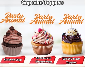 Party Animal Cupcake Toppers, Safari Theme Cupcake Toppers, Zoo Party Cupcake Toppers, Wild One Cupcake Topper, Animal Theme Cupcake Picks