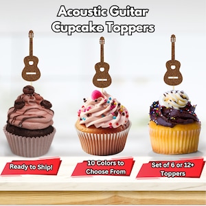 Acoustic Guitar Cupcake Toppers, Music Theme Birthday, Country Music Party Decor, Rock Star Cupcake Toppers, Music Party Decorations
