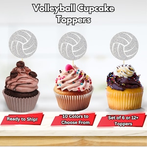 Volleyball Cupcake Toppers, Sports Birthday Decor, Volleyball Player Party Decor, Volleyball Food Picks, Volleyball Party Decorations