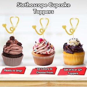 Stethoscope Cupcake, Nurse Cupcake Toppers, Doctor Graduation, Nurse Graduation, Doctor Cupcake Toppers, CNA Cupcake Toppers, Medical Decor