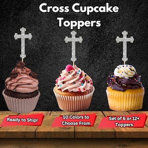Cross Cupcake Topper, Baptism Cross Cupcake Toppers, Christening Cupcakes, Holy Communion, Cross Decor, Religious Decor, Holy Church Decor
