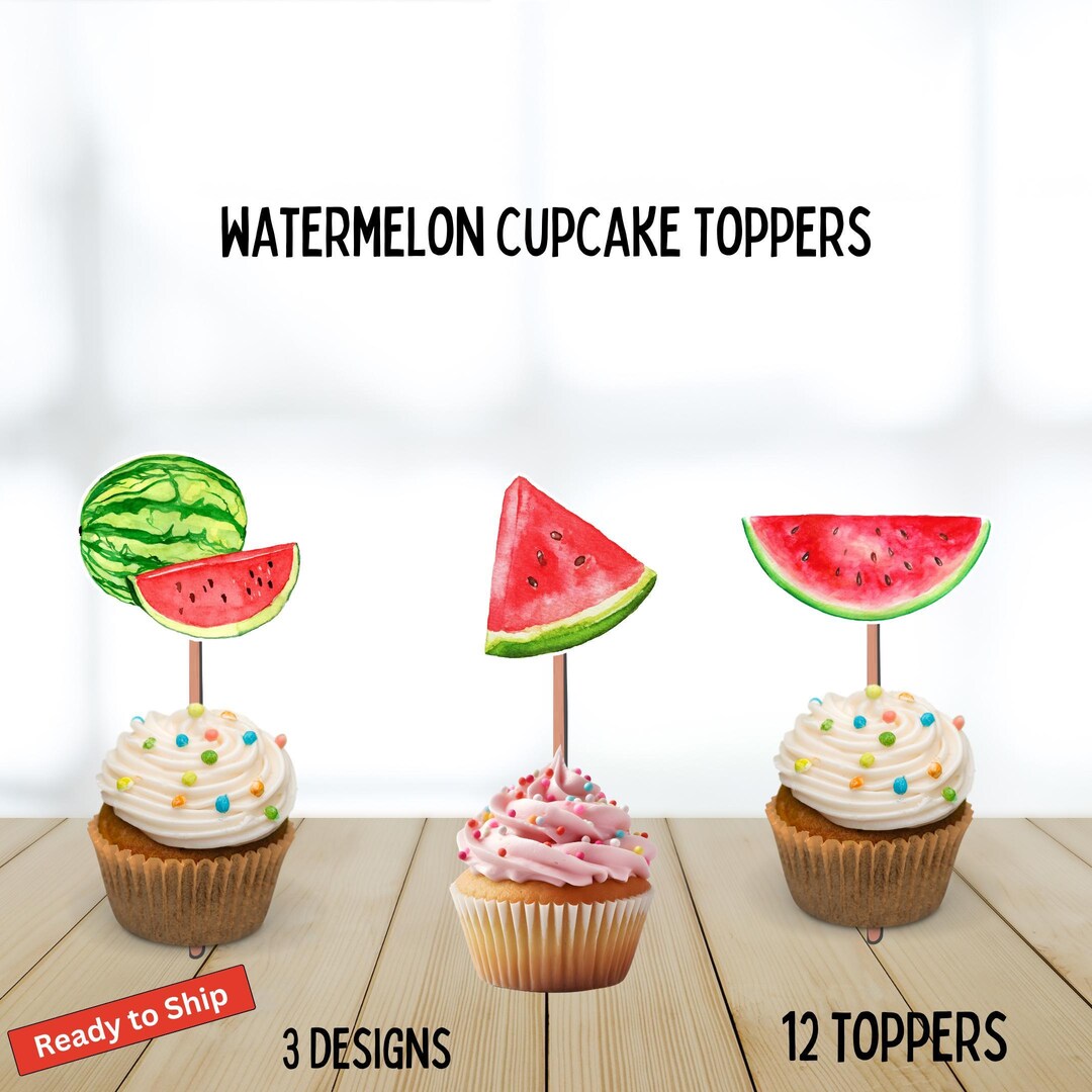 Topper Meilon Watermelon Cupcake Toppers, National Watermelon Day, Sweet Melon, Kids ...