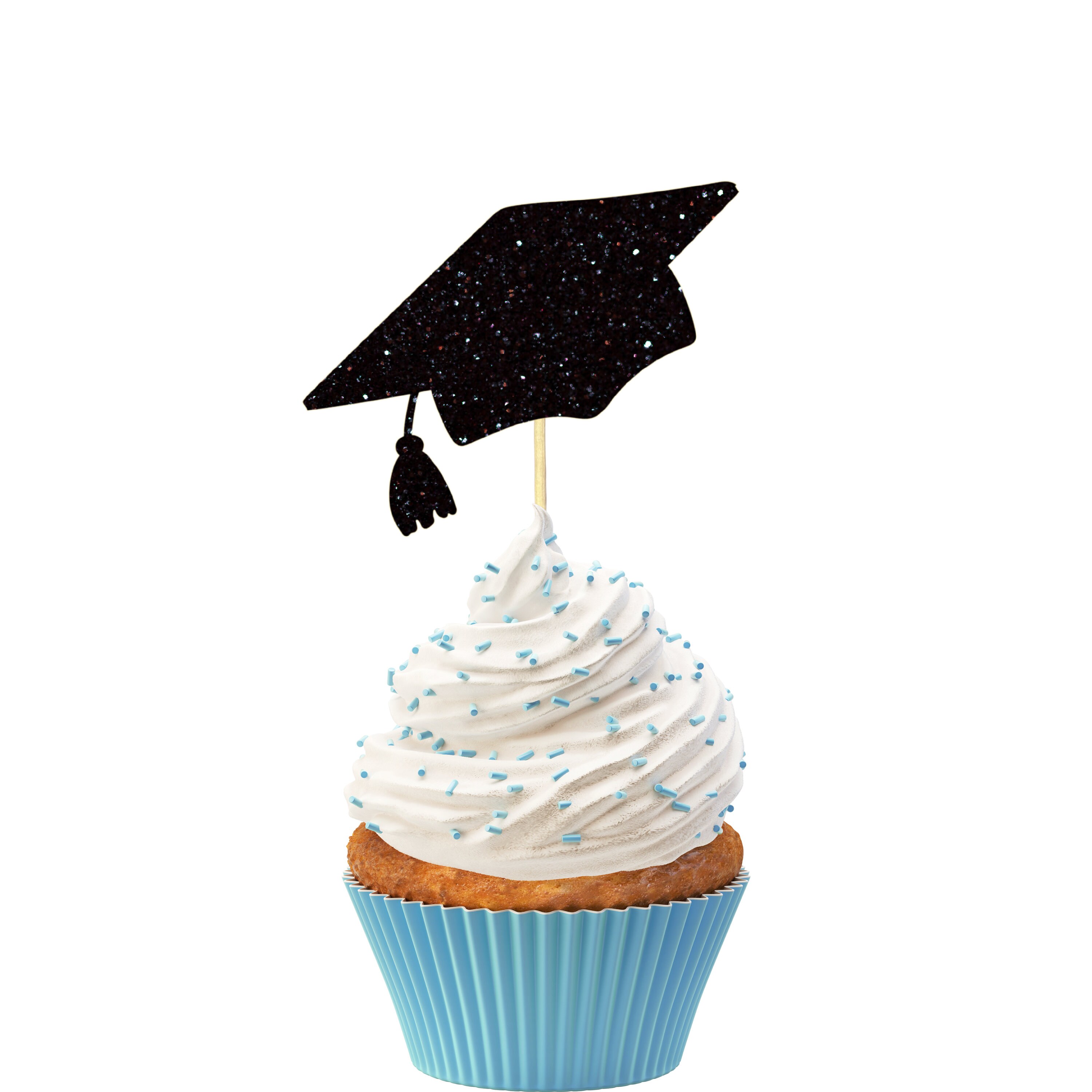 10 Pezzi Topper Per Cupcake A Forma Di Cappello Da Laurea – Decorazioni In Tessuto Non Tessuto Nero Per Festa Di Laurea - 2