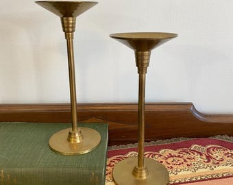 Pair of Art Deco Brass Taper Candlestick Holders